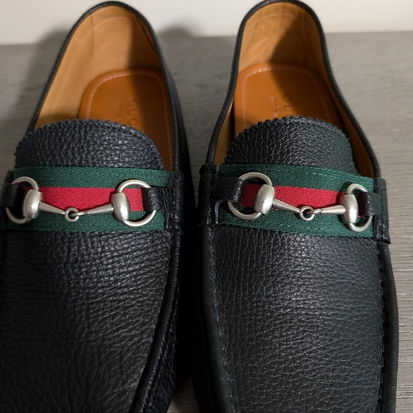 2 Left GUCCI DAMO Men’s Leather Web Stripe/ Bit Black Loafer  8.5 READ DESCRIPT - Picture 6 of 10